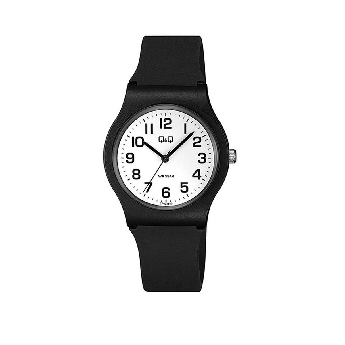 QQ CP02J800Y - Horloge - Sport - Analoog - Unisex - Plastic band - Rond - Cijfers - Kunststof - Zwart - Wit
