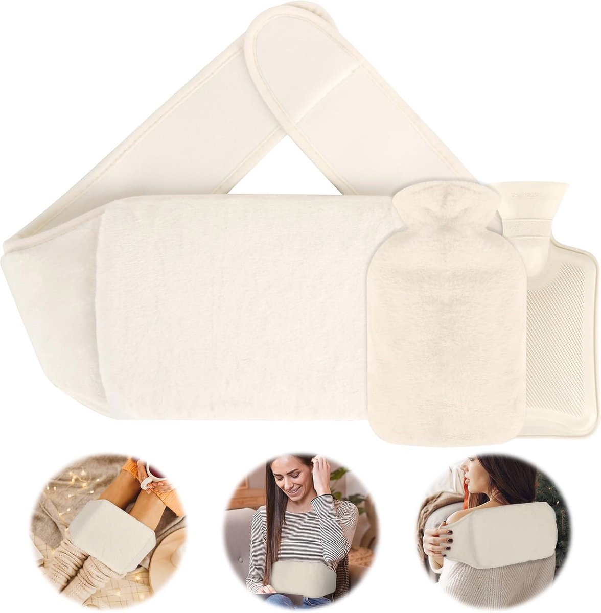 Warmwaterkruik met Zachte Hoes - 3-in-1 Set voor Pijnverlichting en Warmte