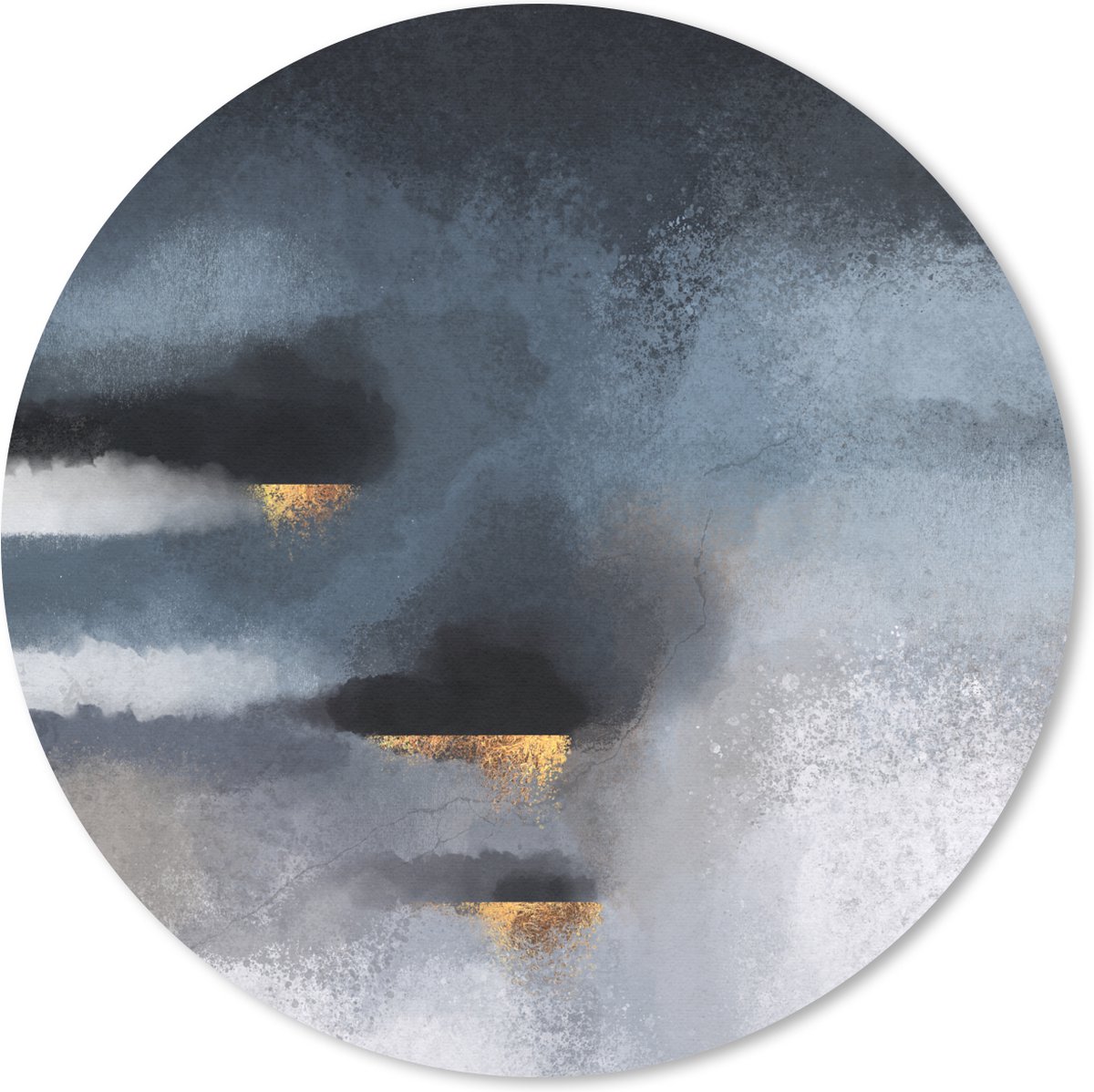 Muismat rond 40x40 cm - Mousepad Wolken - Gold - Abstract - Ronde muismatten
