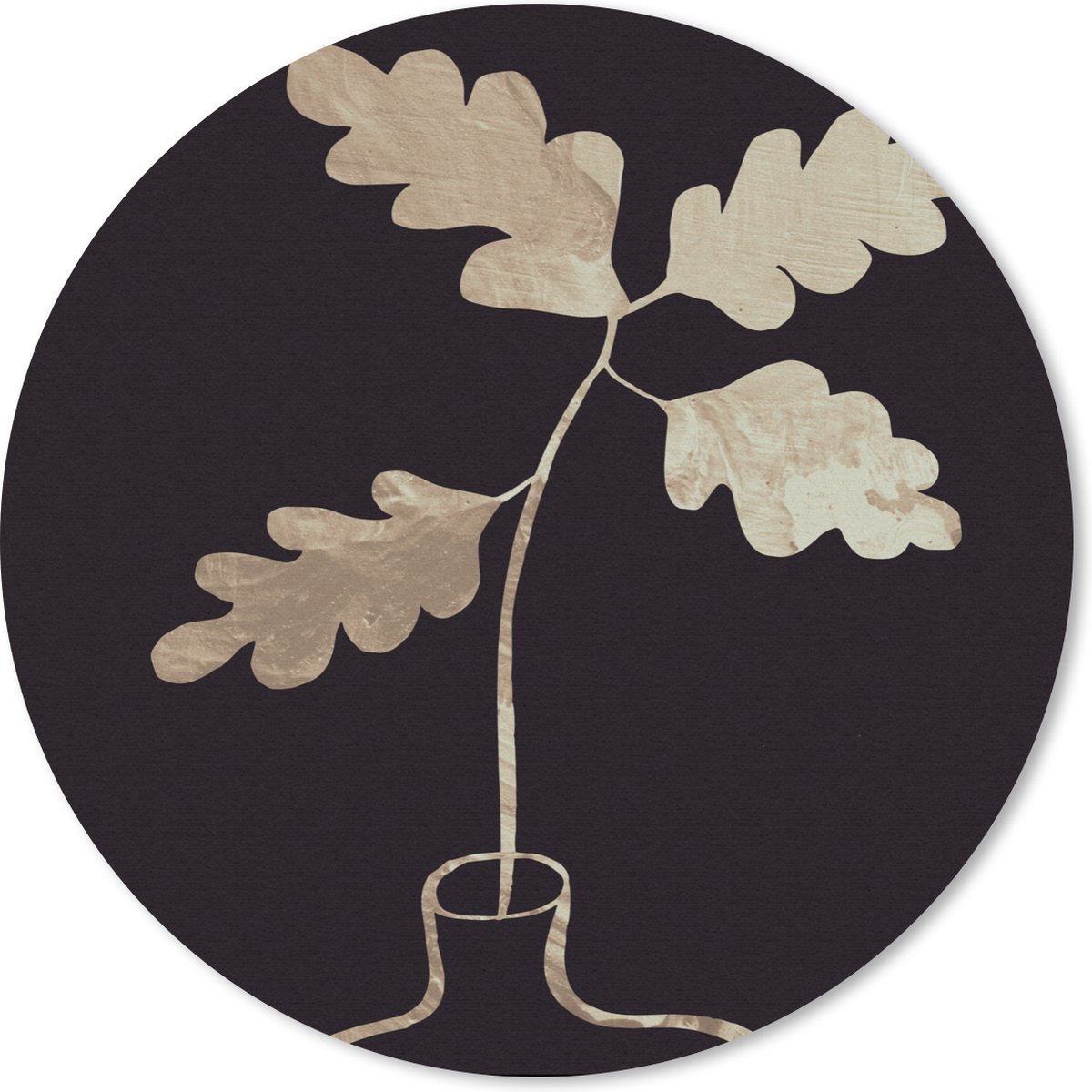 Muismat rond 20x20 cm - Mousepad Bladeren - Goud - Luxe - Ronde muismatten