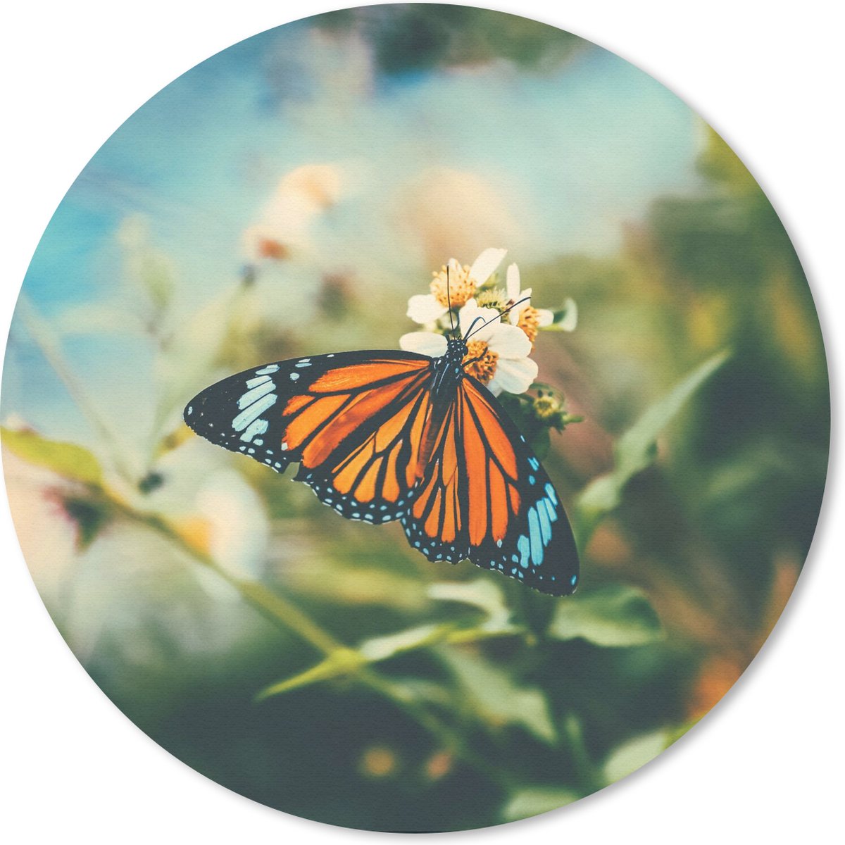 Muismat rond 40x40 cm - Mousepad Vlinder - Bloemen - Tuin - Ronde muismatten