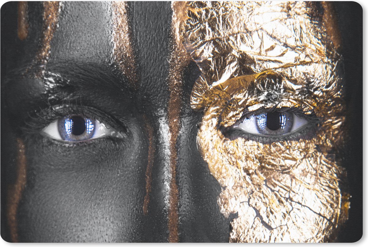 Muismat 27x18 cm - Mousepad Vrouw - Bladgoud - Zwart - Goud - Luxe - Muismatten