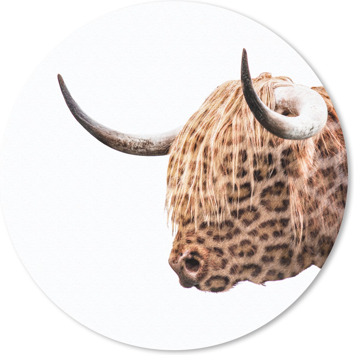 Muismat rond 30x30 cm - Mousepad Schotse hooglander - Panter - Wild - Ronde muismatten