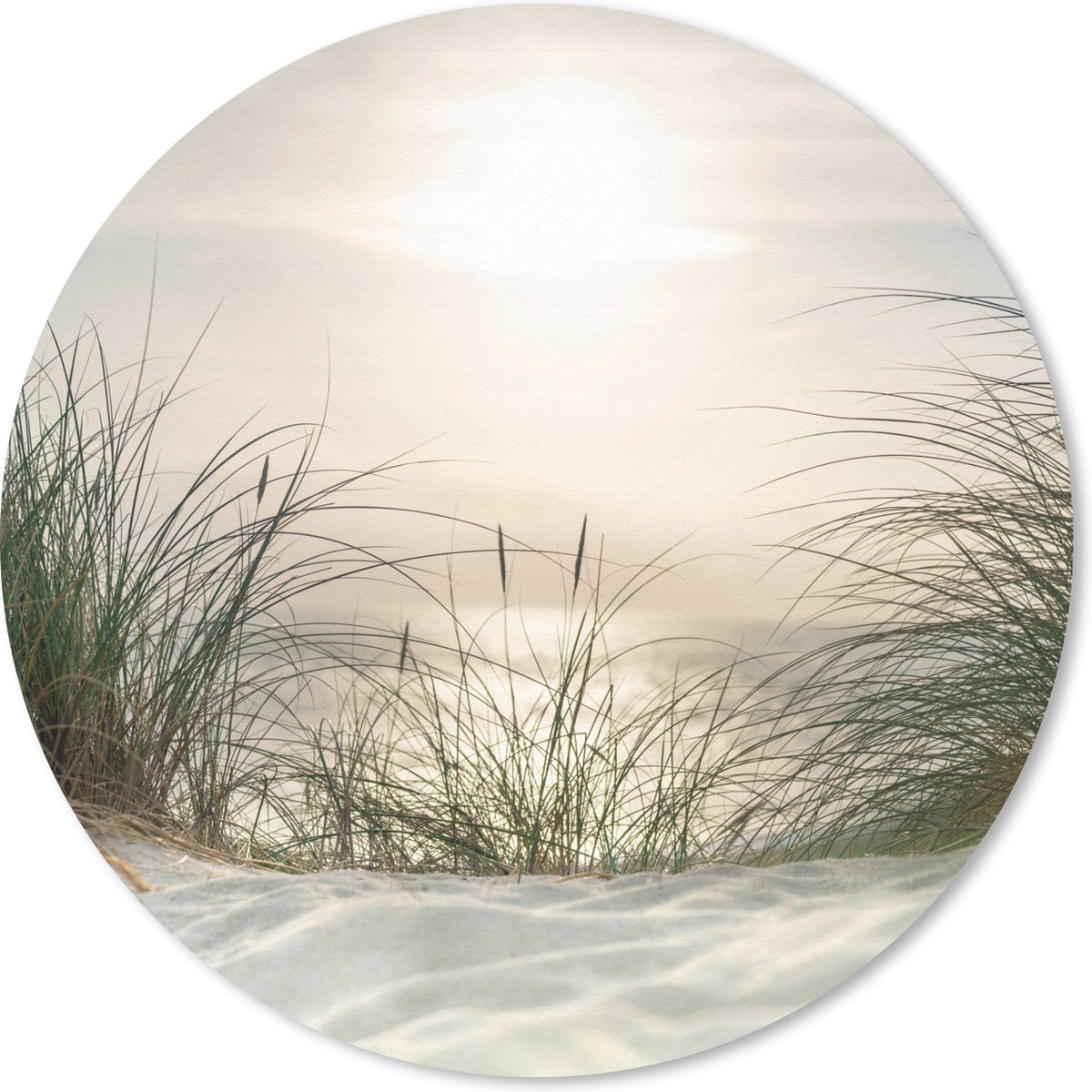 Muismat rond 30x30 cm - Mousepad Zand - Gras - Zon - Ronde muismatten