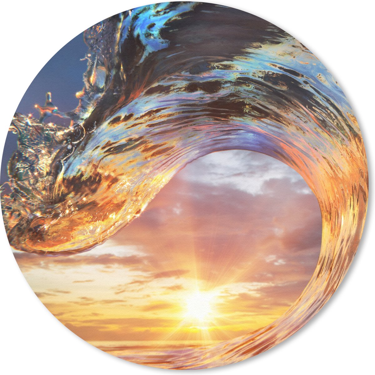 Muismat rond 50x50 cm - Mousepad Zee - Zon - Kleuren - Ronde muismatten