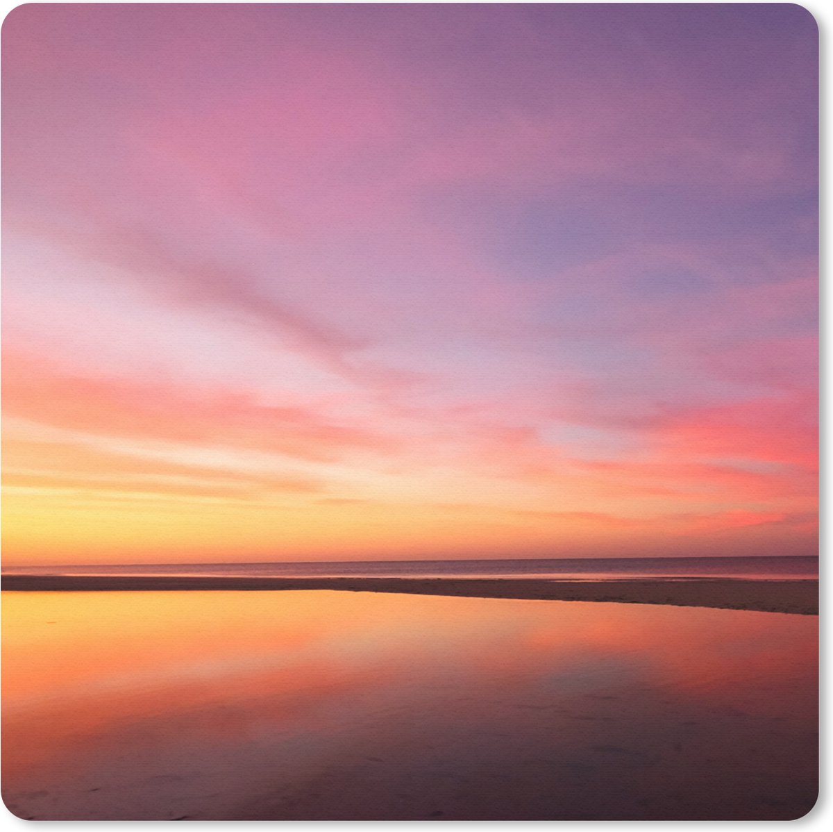 Muismat 20x20 cm - Mousepad Zee - Kleuren - Zon - Muismatten