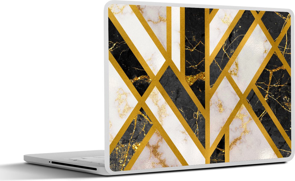 Laptop sticker - 15.6 inch - Marmer print - Goud - Patroon - 36x27,5cm - Laptopstickers - Laptop skin - Cover
