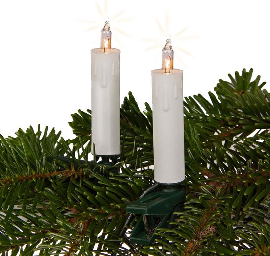 Konstsmide Boomketting, toplampen twisted tip, één string, 20 heldere lampen, 230V buiten, groene kabel - 1057-000