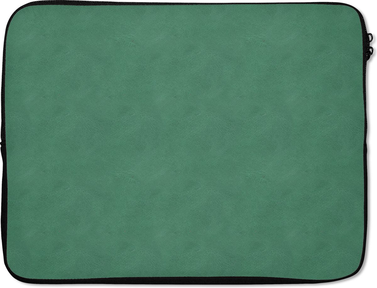 Laptophoes 15.6 inch - Inductie beschermer - Leer - Groen - Dieren - Laptop sleeve - Binnenmaat 37x26 cm - Zwarte achterkant