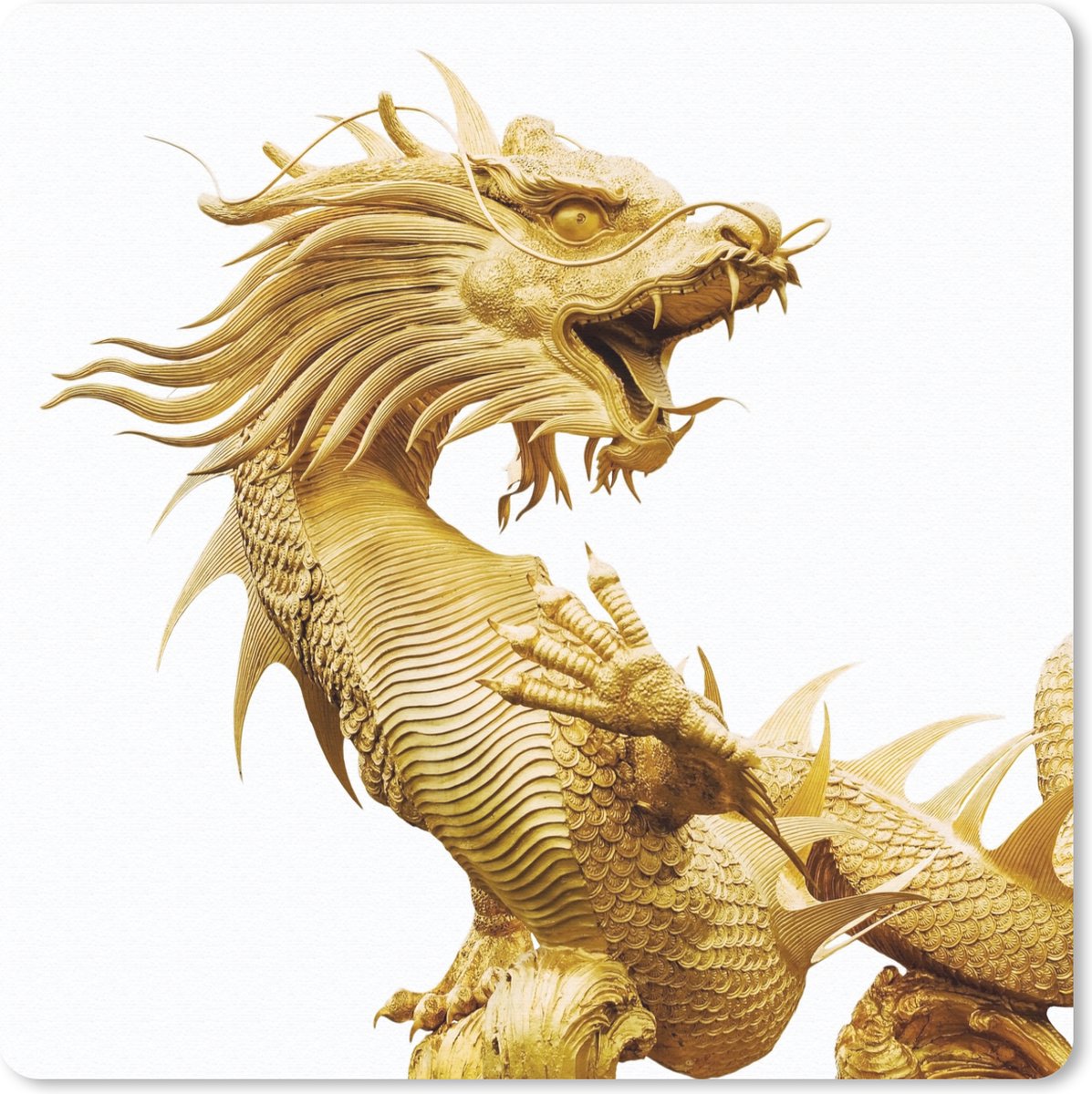 Muismat 30x30 cm - Mousepad Gouden standbeeld van een Chinese draak - Muismatten