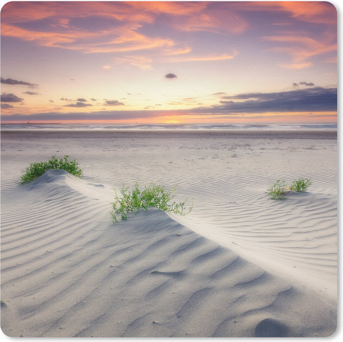 Muismat 20x20 cm - Mousepad Zonsondergang in een landschap in Nederland - Muismatten