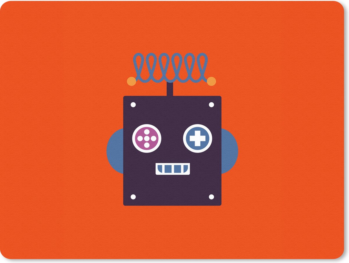 Muismat 23x19 cm - Mousepad Robot - Rood - Gezicht - Vormen - Jongens - Kids - Muismatten