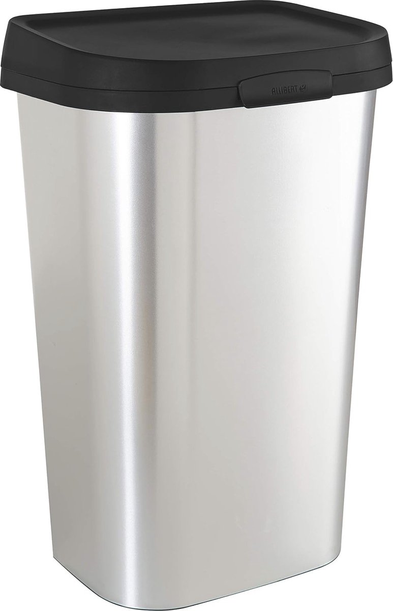 Goedkoopste Handmatige Afvalbak - 50 Liter - Metaallook - Ideaal voor Huis en Tuin 40 x 32 x 63 cm