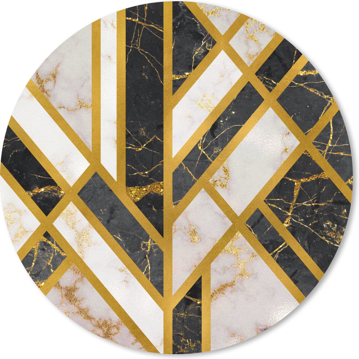 Muismat rond 50x50 cm - Mousepad Marmer - Goud - Luxe - Ronde muismatten