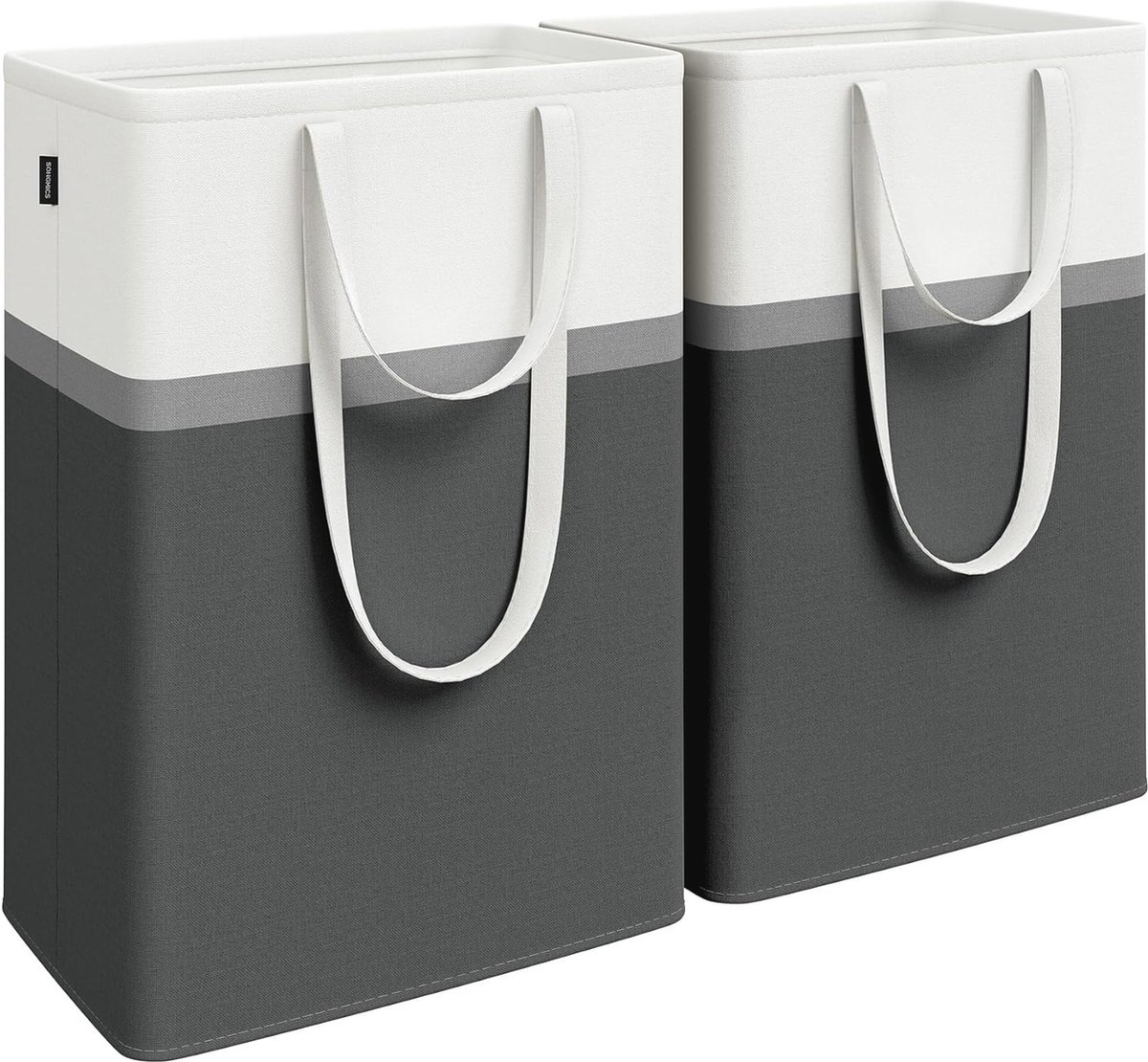 Goedkoopste Set van 2 Opvouwbare Wasmanden - 75 Liter, Makkelijk Te Dragen en Schoon Te Maken, Vrijstaand, Inktzwart