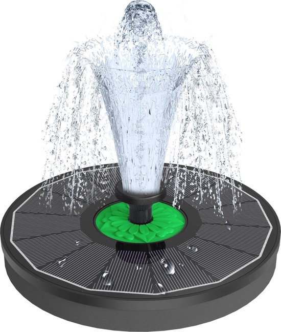 Fonteen op Zonne-energie voor Buiten - Upgrade met 8 Doe-Het-Zelf Sproeieffecten en Drijvende Pomp voor Tuin en Vijver
