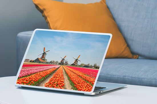 Sticker pour ordinateur portable - 15,6 pouces - Tulipes - Moulin à vent - Nederland
