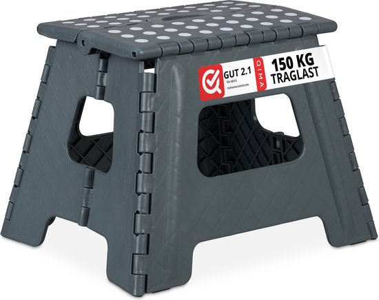 opstapje inklapbaar - tot 150 kg - 30 x 37 x 29 cm - badkamer - donkergrijs