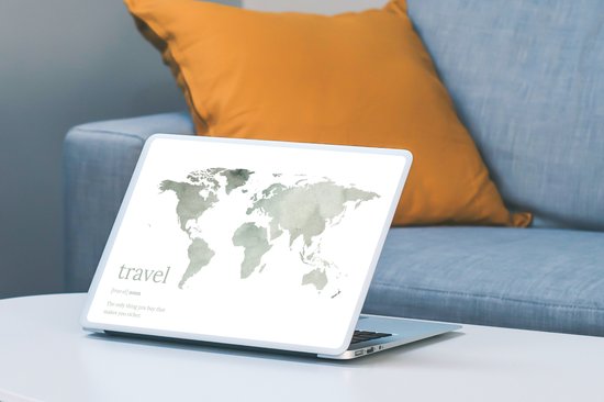 Sticker ordinateur portable - 10,1 pouces - Wereldkaart - Citation - Voyage