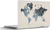 Autocollant pour ordinateur portable - 11,6 pouces - Wereldkaart - Zwart - Argent - 30x21cm - Autocollants pour ordinateur portable - Skin pour ordinateur portable - Couverture