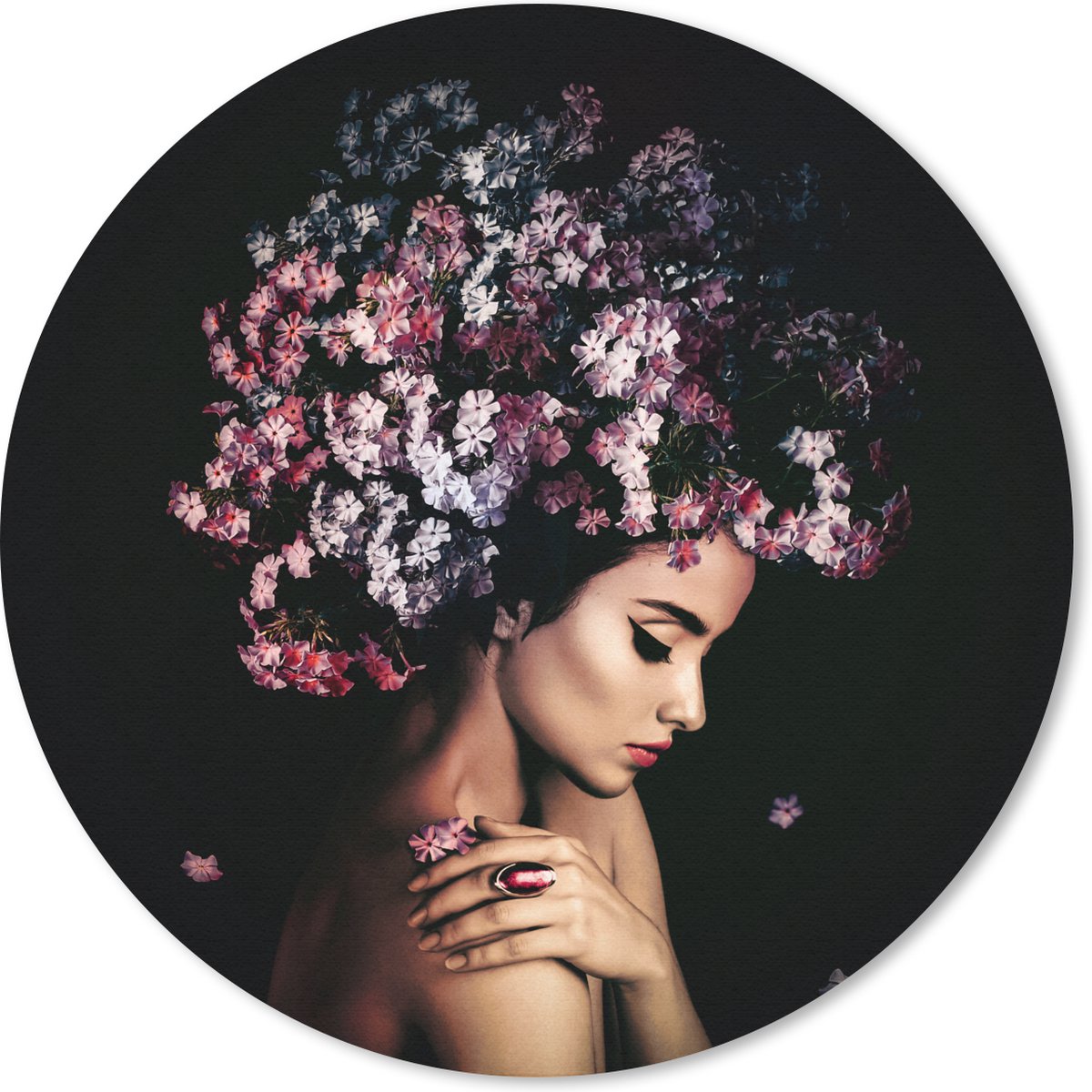 Muismat rond 30x30 cm - Mousepad Bloesem - Vrouw - Roze - Bloemen - Luxe - Ronde muismatten