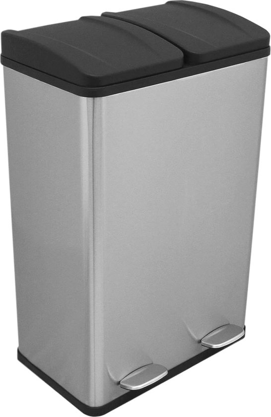TM2X30 Pedaalemmer 60 liter Afvalbak Afvalbak design afvalscheiding prullenbak keuken organisatie scheidingssysteem zilver TM2X30 Pedaalemmer 60 liter Afvalbak Afvalbak design afvalscheiding prullenbak keuken organisatie scheidingssysteem zilver