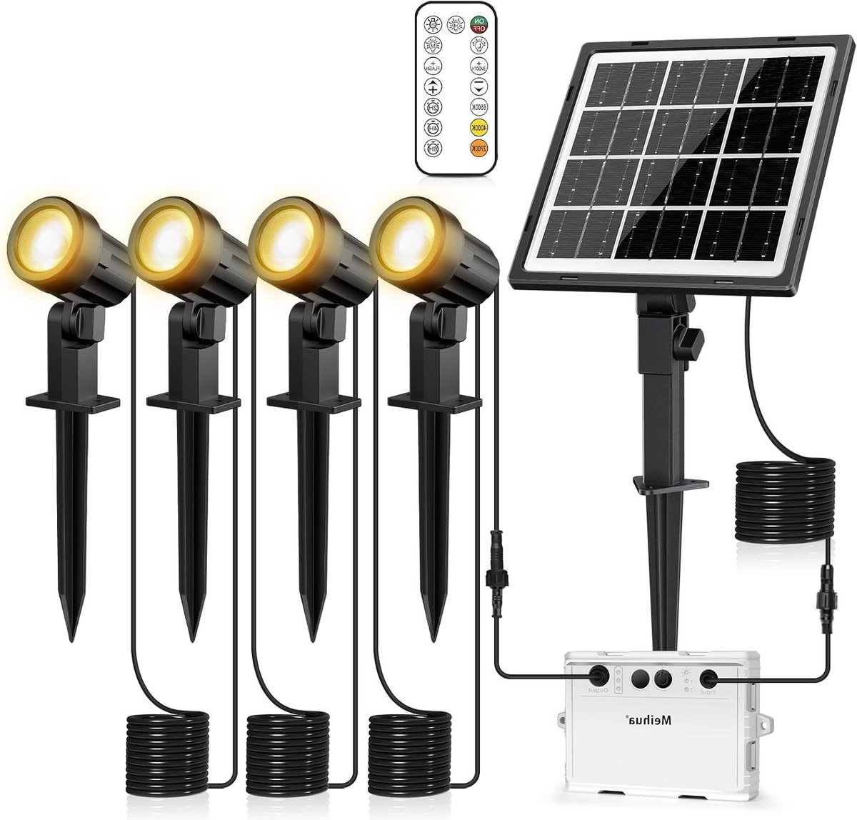 Tuinverlichting op zonne-energie - Spots 4 stuks IP66 waterdicht - Buitenverlichting met grondpen - 2700K/4000K/6000K - Tuin, struiken, bomen