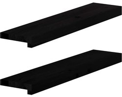 vidaXL - Vensterbanken - 2 - st - 70x15x2 - cm - massief - eikenhout - donkerbruin