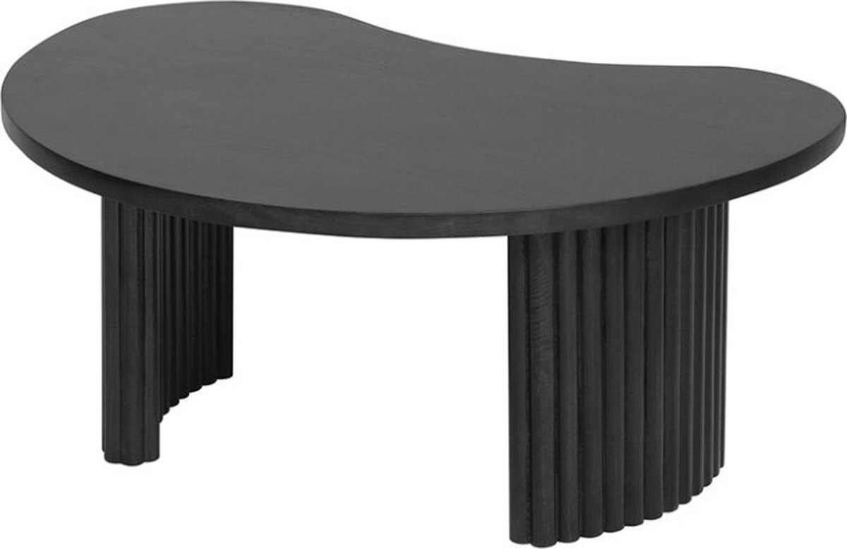 MySons Salontafel Firenze Boonvorm Massief Mangohout Zwart 85x60x37 cm - Moderne Organische Woonkamertafel - Unieke Zwarte Houten Salontafel - Stijlvolle bijzettafel - Handgemaakt Design