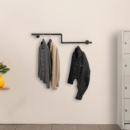 RSR Hangers® Kleiderstange Garderobe Industrie Design für Ecke Wand Decke L-Form | Breite 100 cm