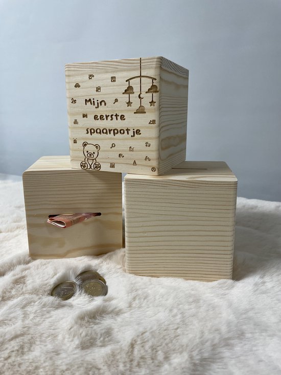 Gepersonaliseerde Houten Spaarpot, Transparant Acryl Dier Spaarpot Hout, Afneembare Spaarpot voor Kinderen, voor Jongens en Meisjes, Decoratie