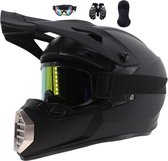 Jeugd Motorcross Helm - Lichtgewicht Volwassen Off-road Helm Met Brilhandschoenen (Zwart, M)