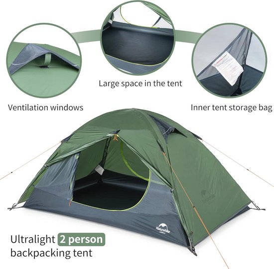 Lichtgewicht backpacking tent voor camping en wandelen - 2-persoonstent Hillock met vest kamperen voor beginners van Hillock — afbeelding 2