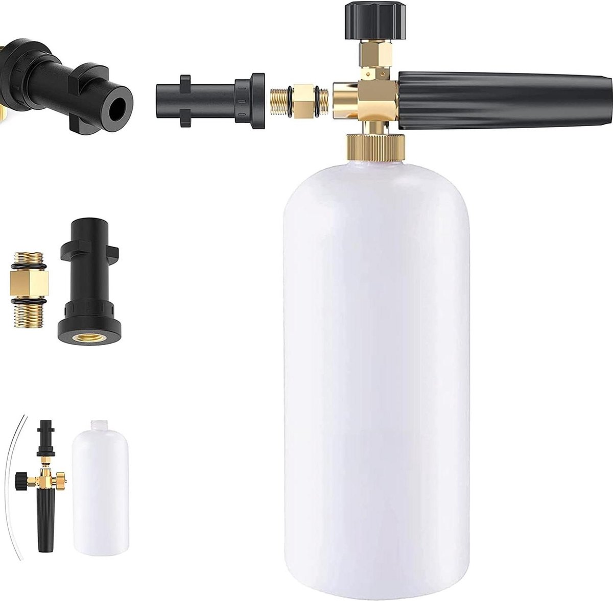 Instelbare Sneeuw Schuimlans 1l - SchuimKanon Hogedrukreiniger - Schuimmondstuk Schuimpistool - Zeepdispenser Pot - Snow Foam Lance voor Karcher K Serie - Autowas - Hogedruk reinigen