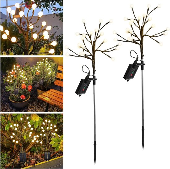 ZEWETO Solar lights for outdoor and garden, 4 x LED solar lights, easy change between two modes, IP65 winterproof, 10 hours long lasting stainless steel, decorative light for outdoor use