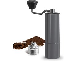 Koffiemolen Handmatig - CNC-Roestvrij Staal Kegelmolen - Aluminiumlegering - Dubbele Lagerpositionering - Instelbare Grofheid Grijs