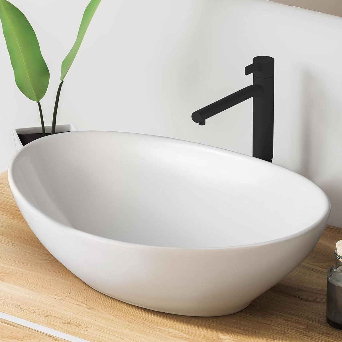 Goedkoopste Premium ovale wastafel met lotuseffect - badkamer en gastentoilet - zuiver wit - zonder kraangat - zonder overloop