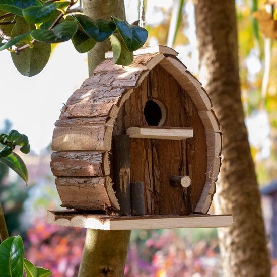 Garden Mile® Traditioneel houten vogelhuis, zwart houten dak