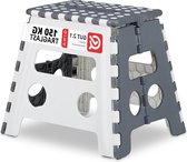 Bol.com Inklapbaar hoge opstapkruk - opstapje voor caravan keuken - tot 120 kg - kunststof - 32 x 37 x 295 cm - grijs-wit aanbieding