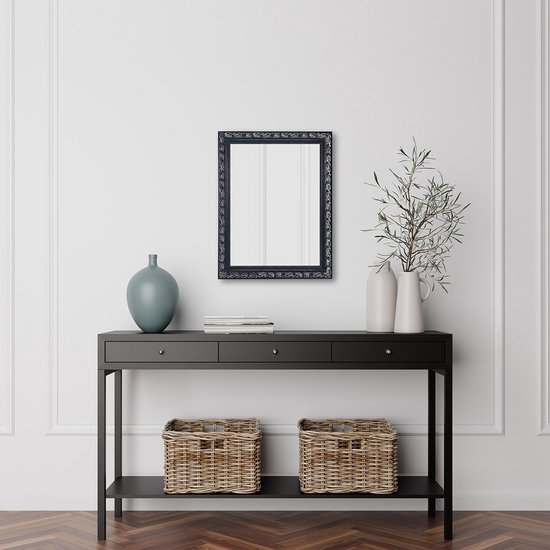 Miroir - Trion Jonca - 55x70 - Miroir mural dans cadre - Argent - Bois