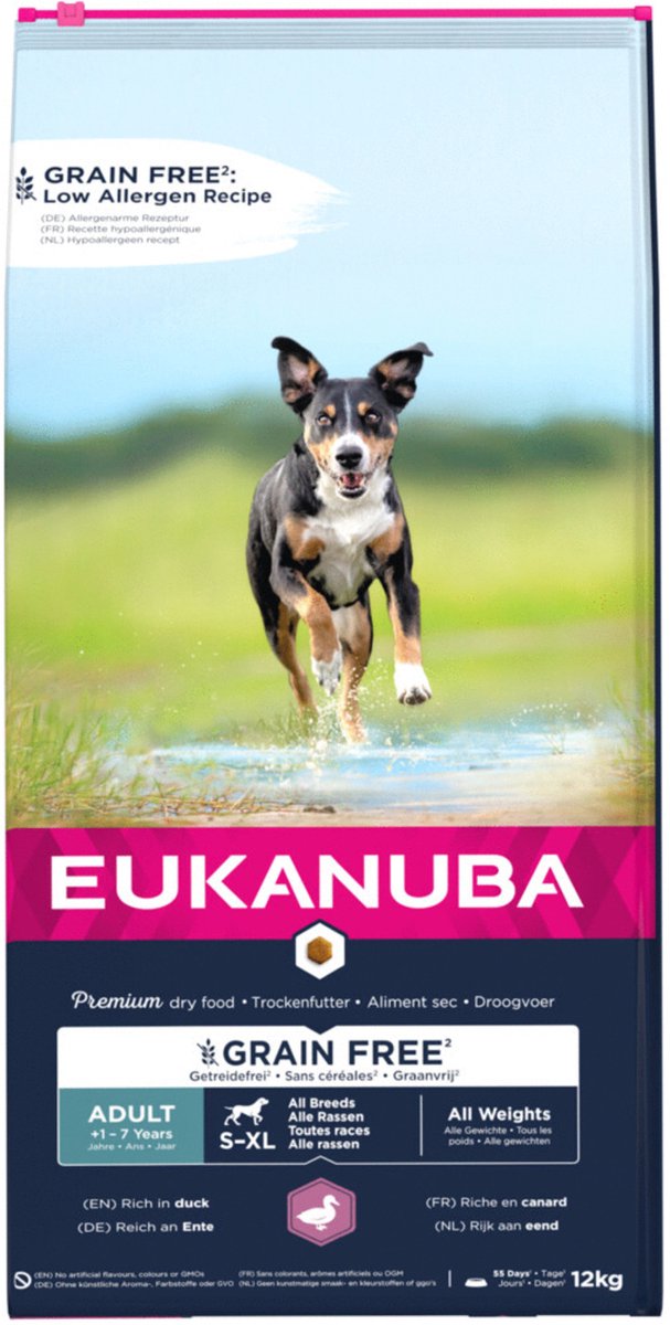 Eukanuba Adult met eend graanvrij hondenvoer 12 kg