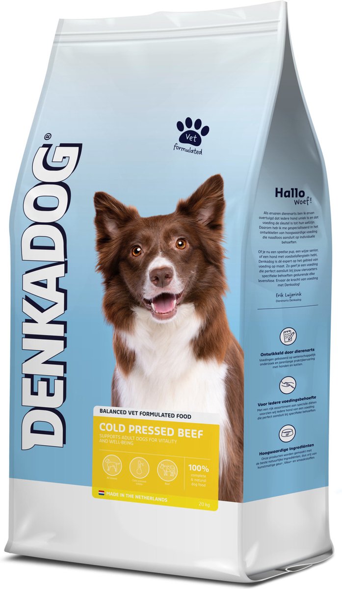 Denkadog Cold Pressed Beef hondenvoer 20 kg