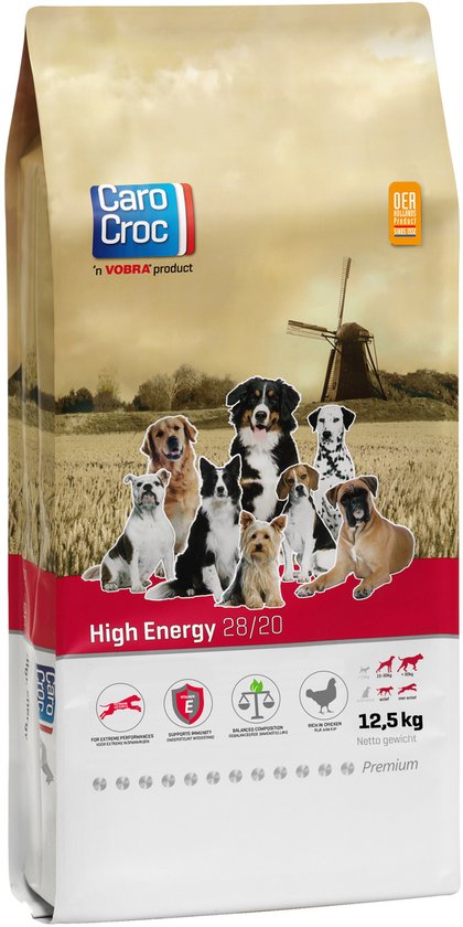 Carocroc High Energy Gevogelte&Rijst&Bieten - Hondenvoer - 12.5 kg