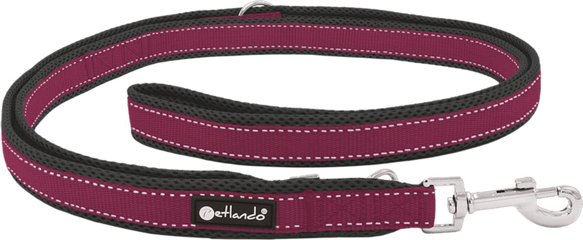 Petlando Trainingslijn Outdoor Berry - Zwart - Hondenriem - 230x1.5 cm - maat S