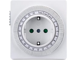 Tijdschakelaar Perfecte mechanische timer voor huishoudelijke stopcontacten IP20 IP20 3500 watt 96 aan-uit-programma's elke 15 minuten wit