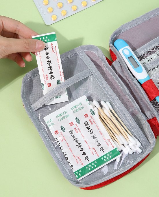 Sac De Rangement Pour Médicaments - Trousse De Secours Vide Grande Capacité, Idéale Pour Voyage, Maison, Bureau Et Urgences - Rouge (Taille S)