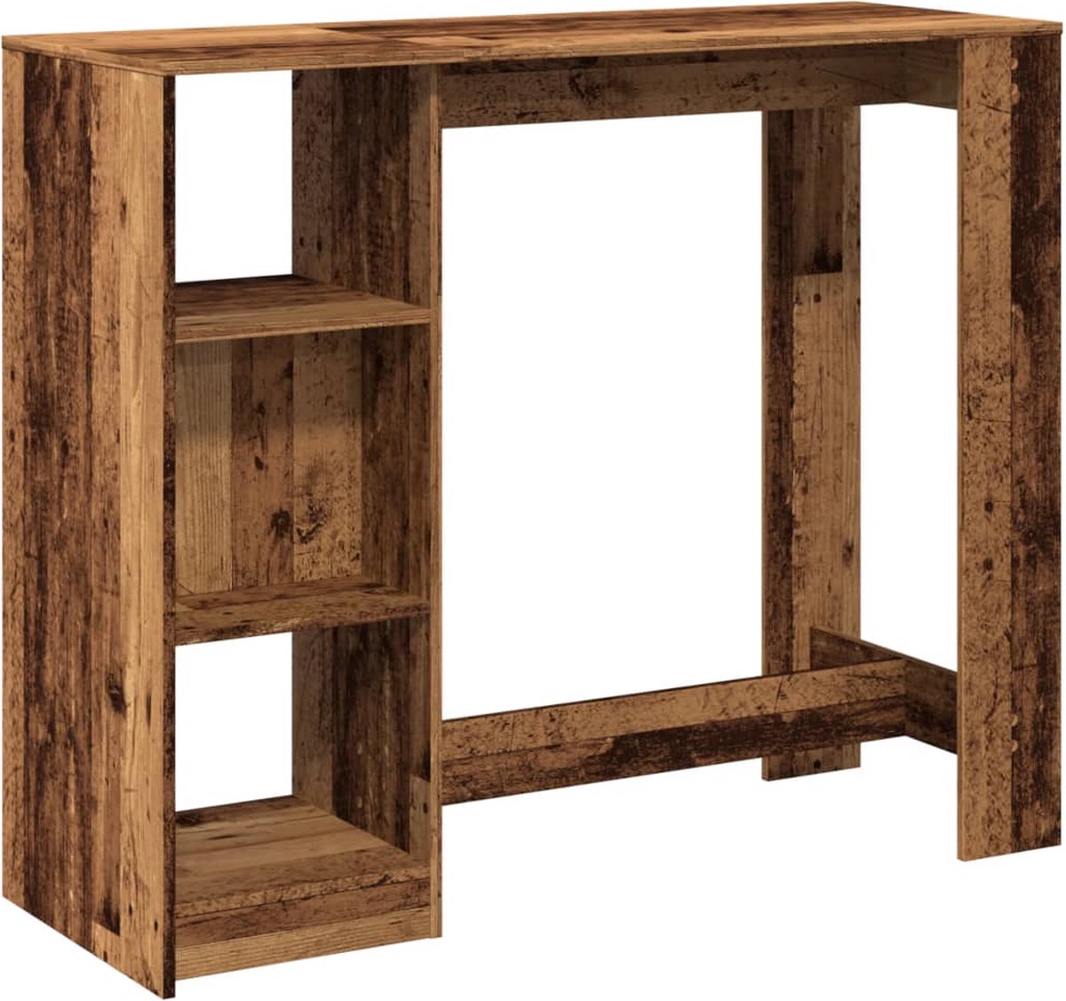 vidaXL Bartafel - met - schap - 124x46x103,5 - cm - bewerkt - hout - oud - houtkleurig Oud hout