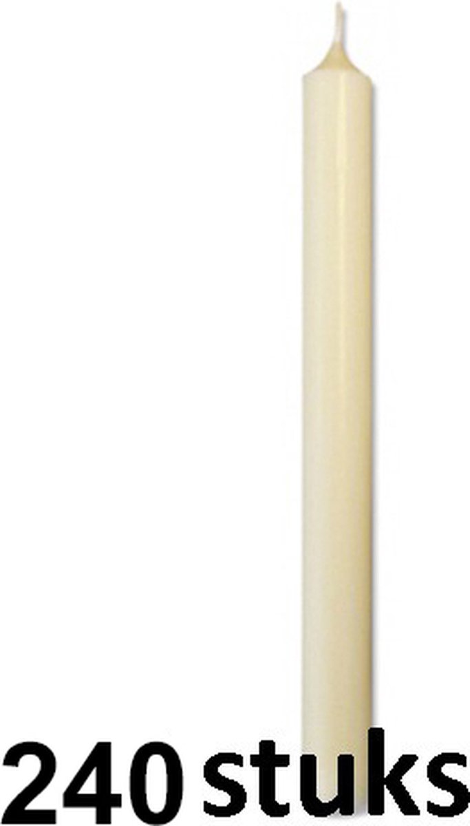 Smulders Deco 240 stuks cilindrische tafelkaarsen ivoor 250/23 (12 uur) wit