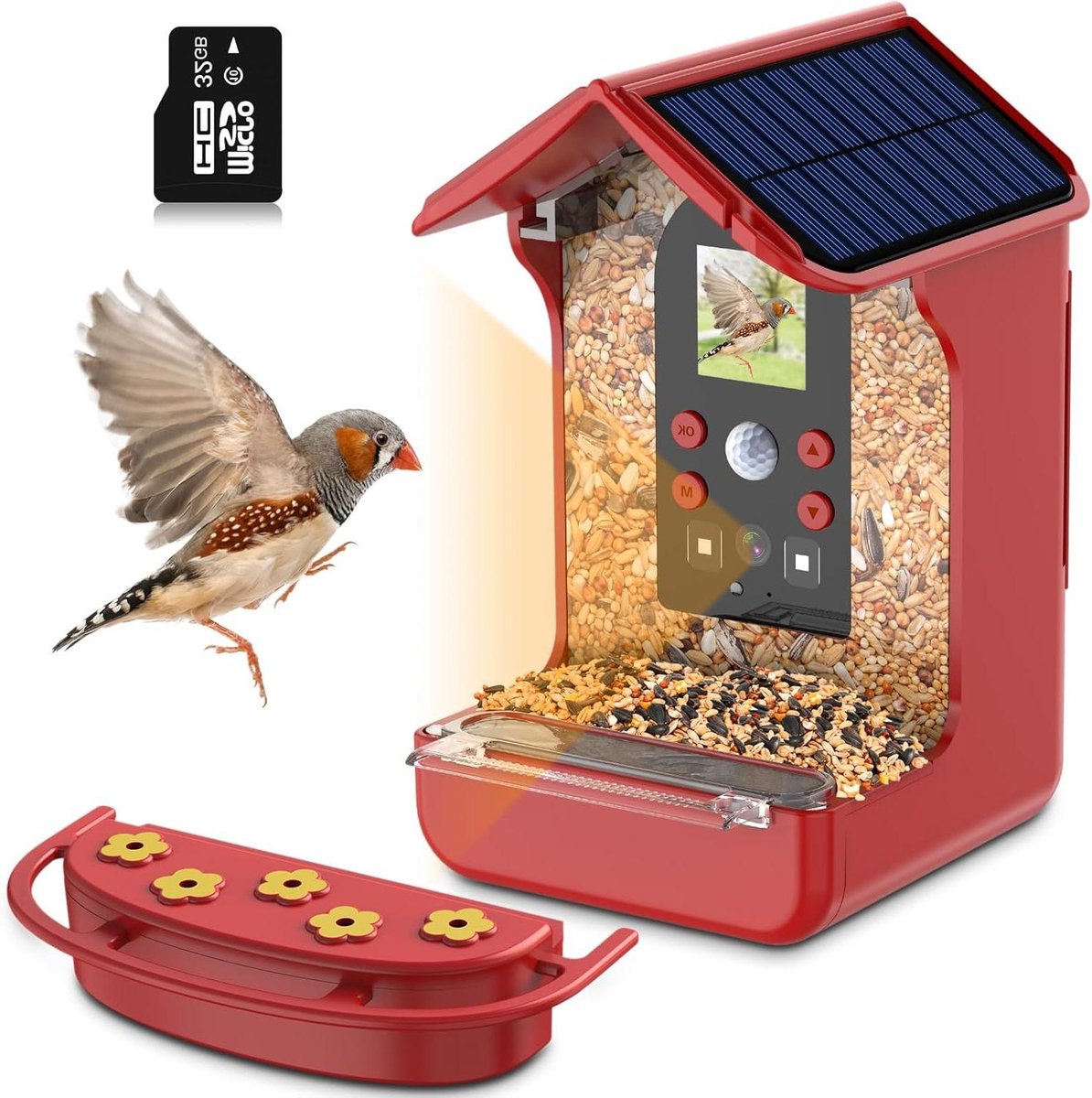 Vogelhuis met camera - 1080p HD - automatische fotografie en video-opname - zonne-batterij - vogelvoederdispenser - IP65