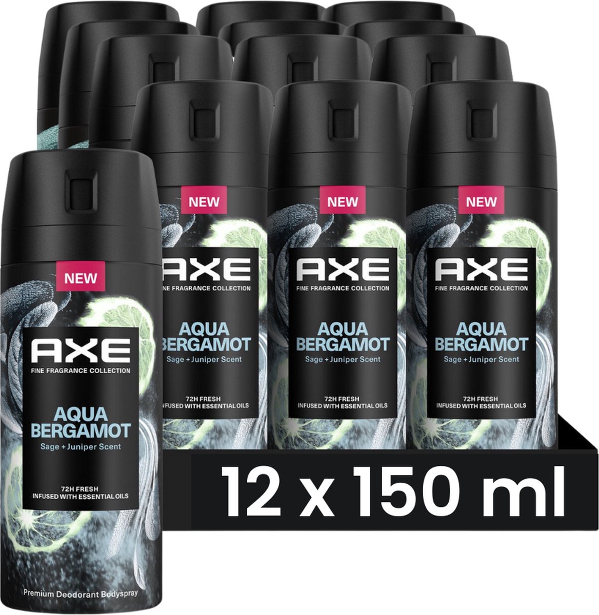 Goedkoopste Axe - Deodorant - Spray - Aqua Bergamot - 150ml x 12
